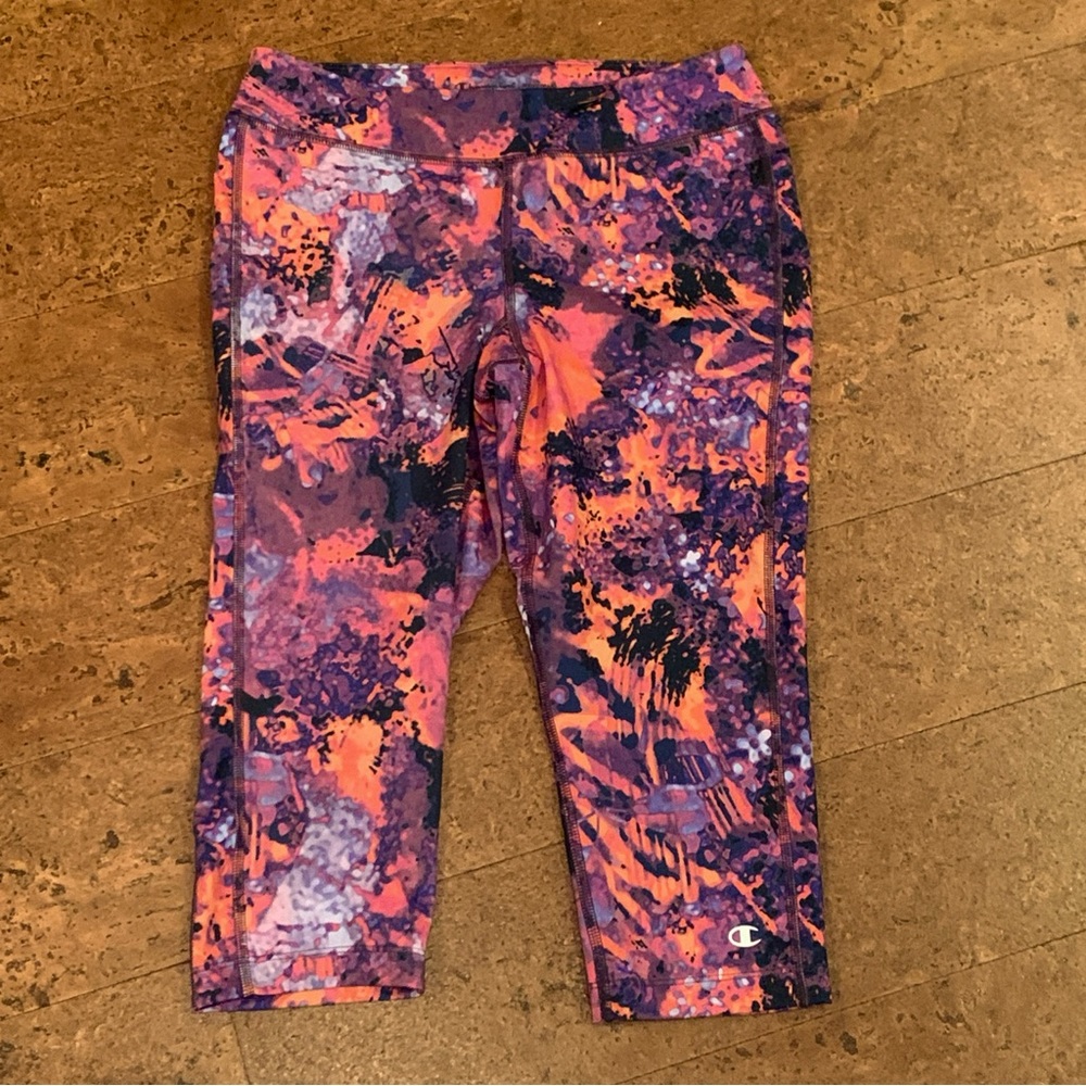 Champion PowerTrain Women’s Size S Purple And Orange Marble Leggings